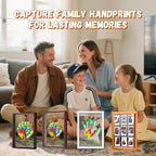 Kit familiar de huellas de manos y fundición a mano, recuerdo de manualidades con marco de madera, pinturas no tóxicas, kit de pasarela para bebé, regalo perfecto para abuelos, nuevos padres y familias (blanco, 4 hojas transparentes)