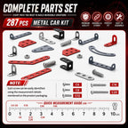 Kit de coche modelo de metal, 287 piezas de juguetes de construcción