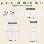 Kit de Organizador de Pared con Paneles de Metal Magnéticos 4‑Piezas 10 x 10 in, Blanco