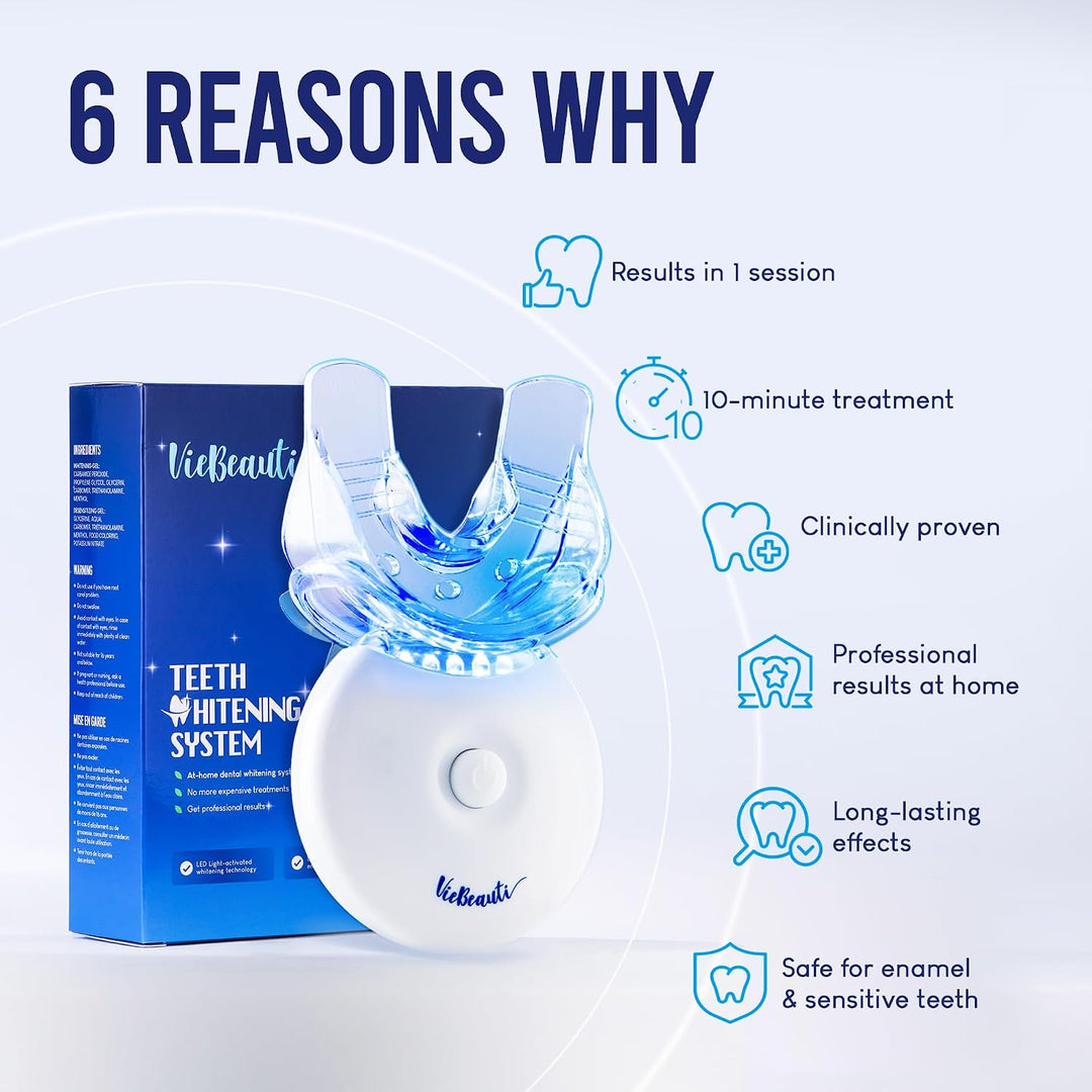 VieBeauti Kit de blanqueamiento dental con luz LED para dientes sen...