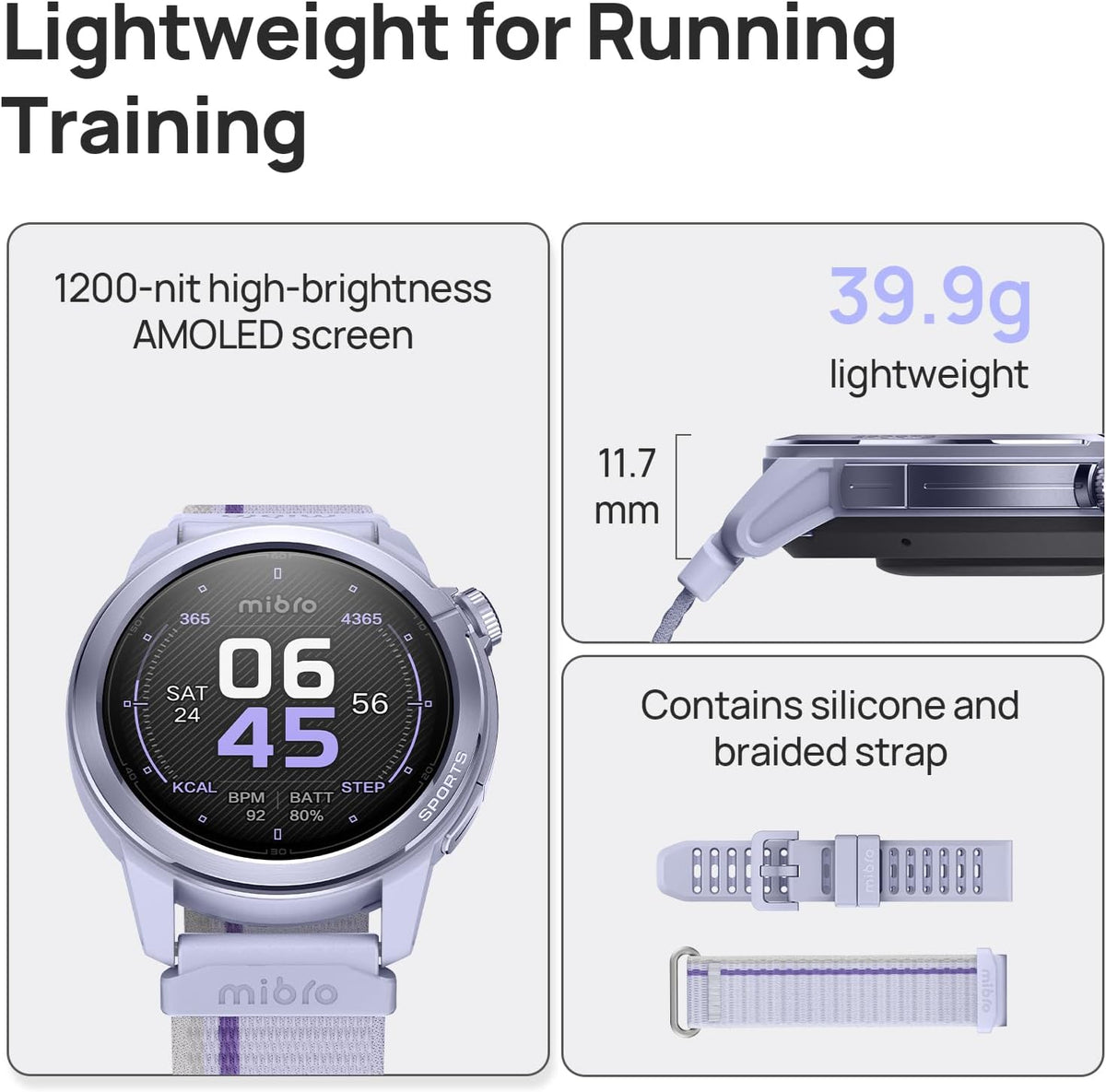 mibro GS Active2 - Reloj inteligente para correr con GPS de doble banda
