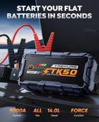 TREKURE Arrancador de batería de coche 8000A 26800mAh, arrancador de coche portátil para todos los motores de gasolina y diésel de 12L, banco de energía y puente de batería, batería portátil de coche