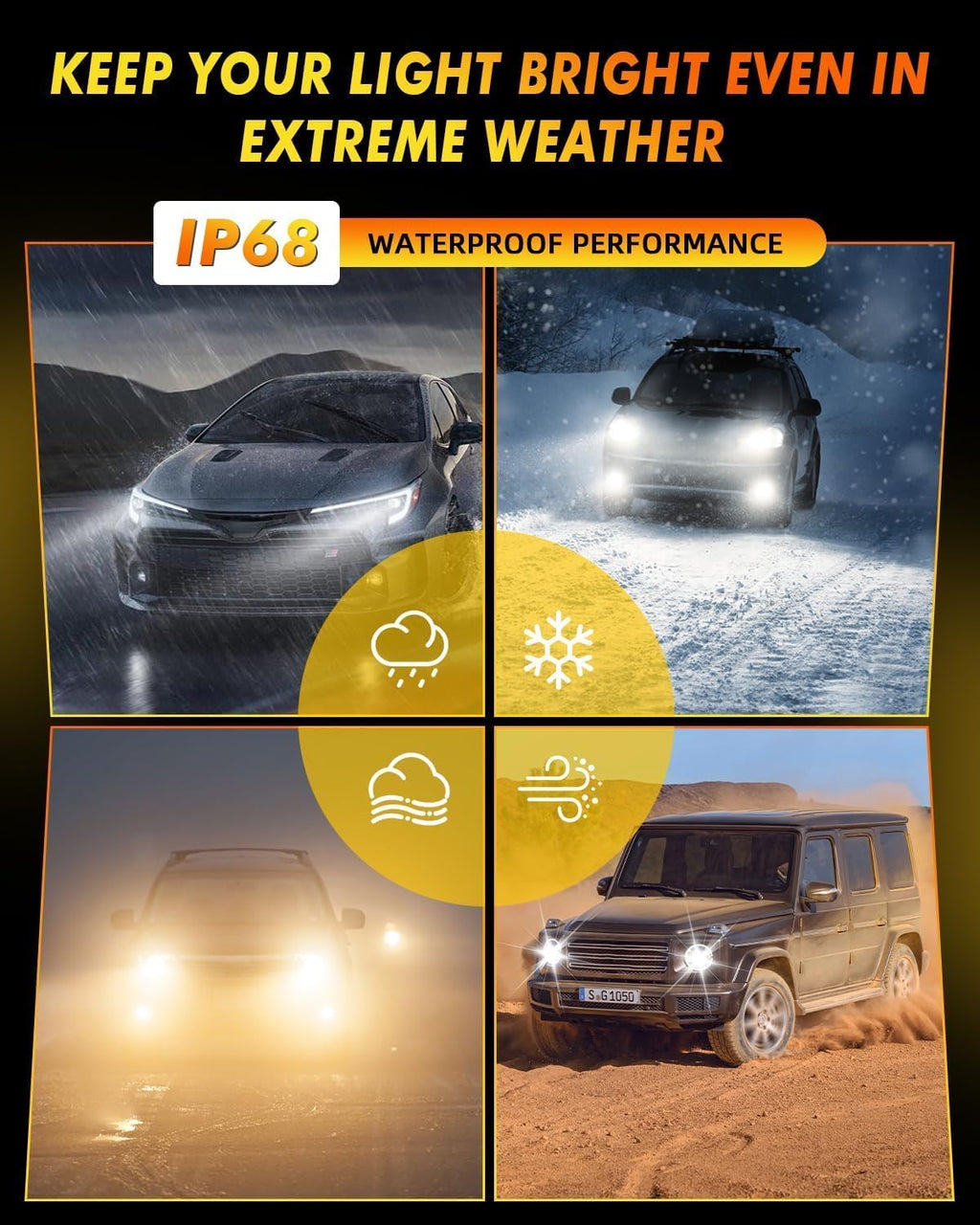 Termitor Bombillas LED H13/9008 de alto rendimiento, 120,000 lm ultra brillo hi/bajo, 6500 K blanco frío, tamaño mini halógeno 1:1, luz H13 Powersports con ventilador de refrigeración, instalación de