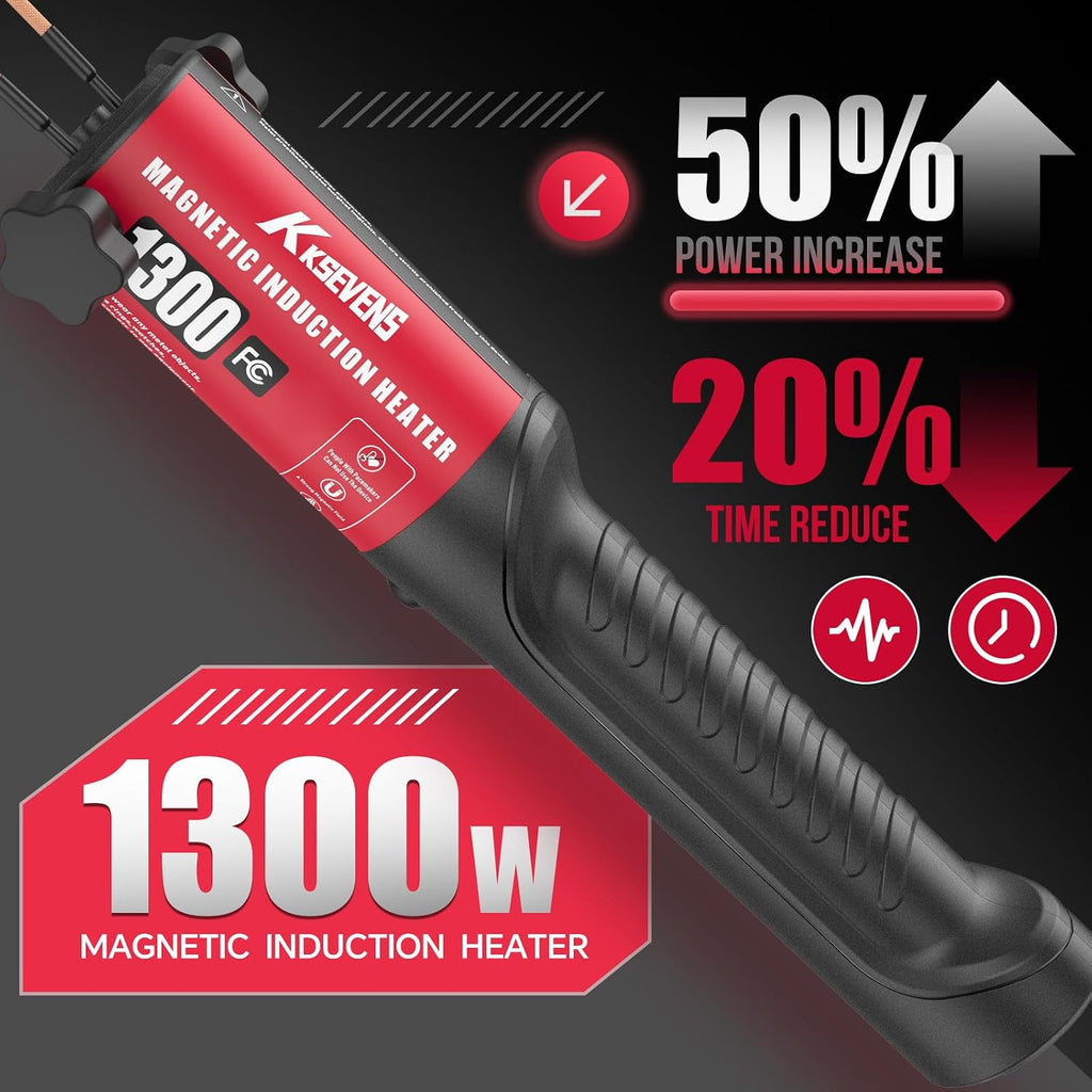 Perno de calentador de inducción 1300 W 110 V, kit de herramientas de extracción de calentador de perno de inducción con 10 bobinas para extracción de tornillos oxidados, rojo