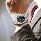 OLEVS Relojes para hombres de lujo octagonales en acero inoxidable de pulsera: reloj analógico de cuarzo de cara grande luminosa