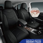 Skechers Fundas de Asiento de Espuma con Memoria, Fundas de Asiento de Automóvil de Cuero, Máxima Comodidad y Soporte Fundas de Asientos Delanteros Compatibles con Airbag, Ajuste Universal Automotriz