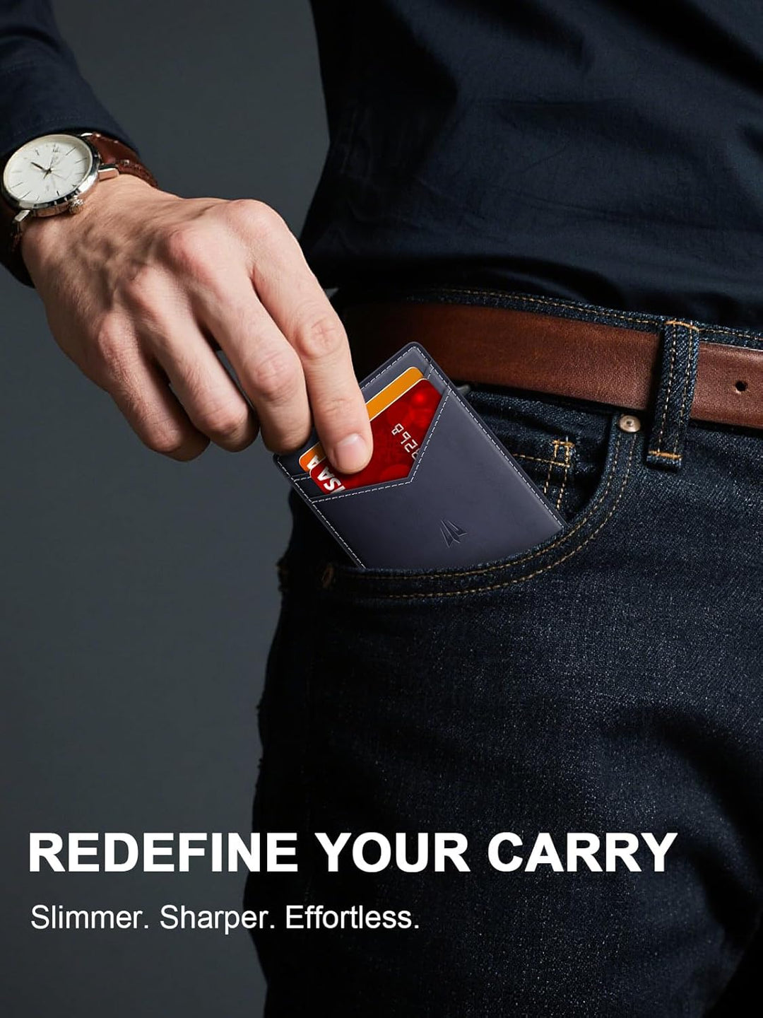 Ruiici Cartera para hombre, delgada y minimalista con clip para din...