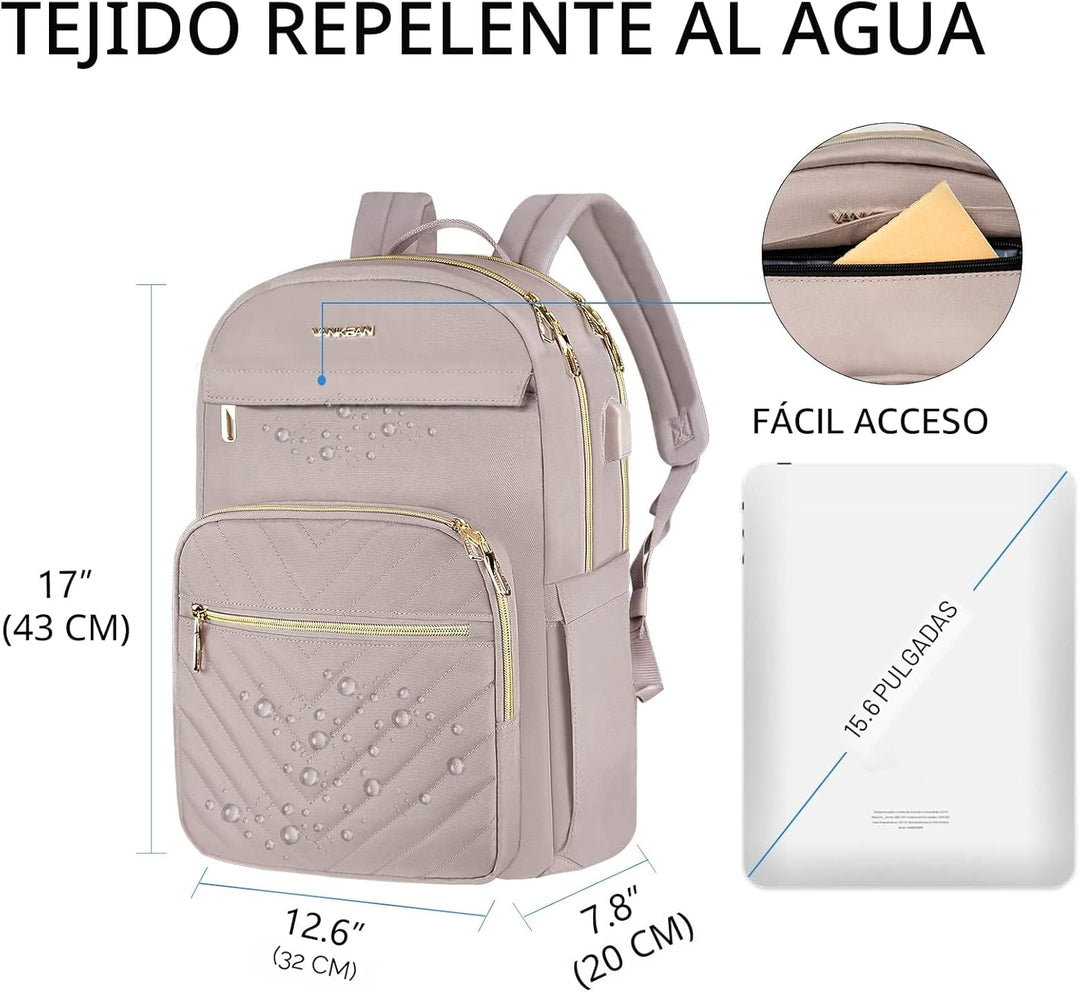 VANKEAN Mochila para Laptop de 15.6 Pulgadas para Mujeres, Bolsa de...