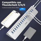 intpw, YH16A, hub USB 3.2 de 16 puertos, alimentado