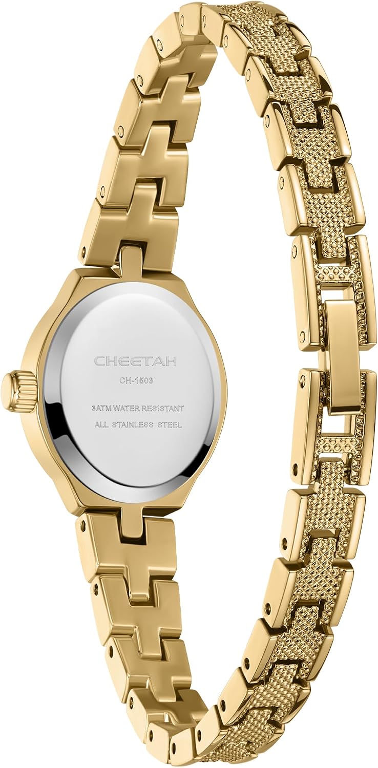 CHEETAH Reloj delicado dorado para mujer con pulsera retro clásica, caja ovalada y esfera minimalista, regalo para ella