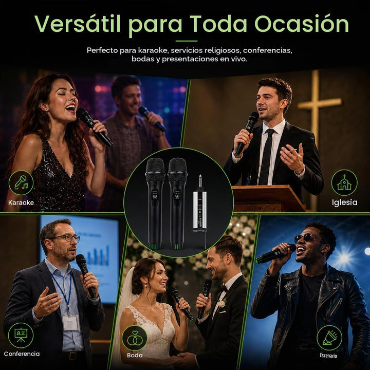 ealsem U3 UHF Sistema de micrófono inalámbrico de doble canal para...