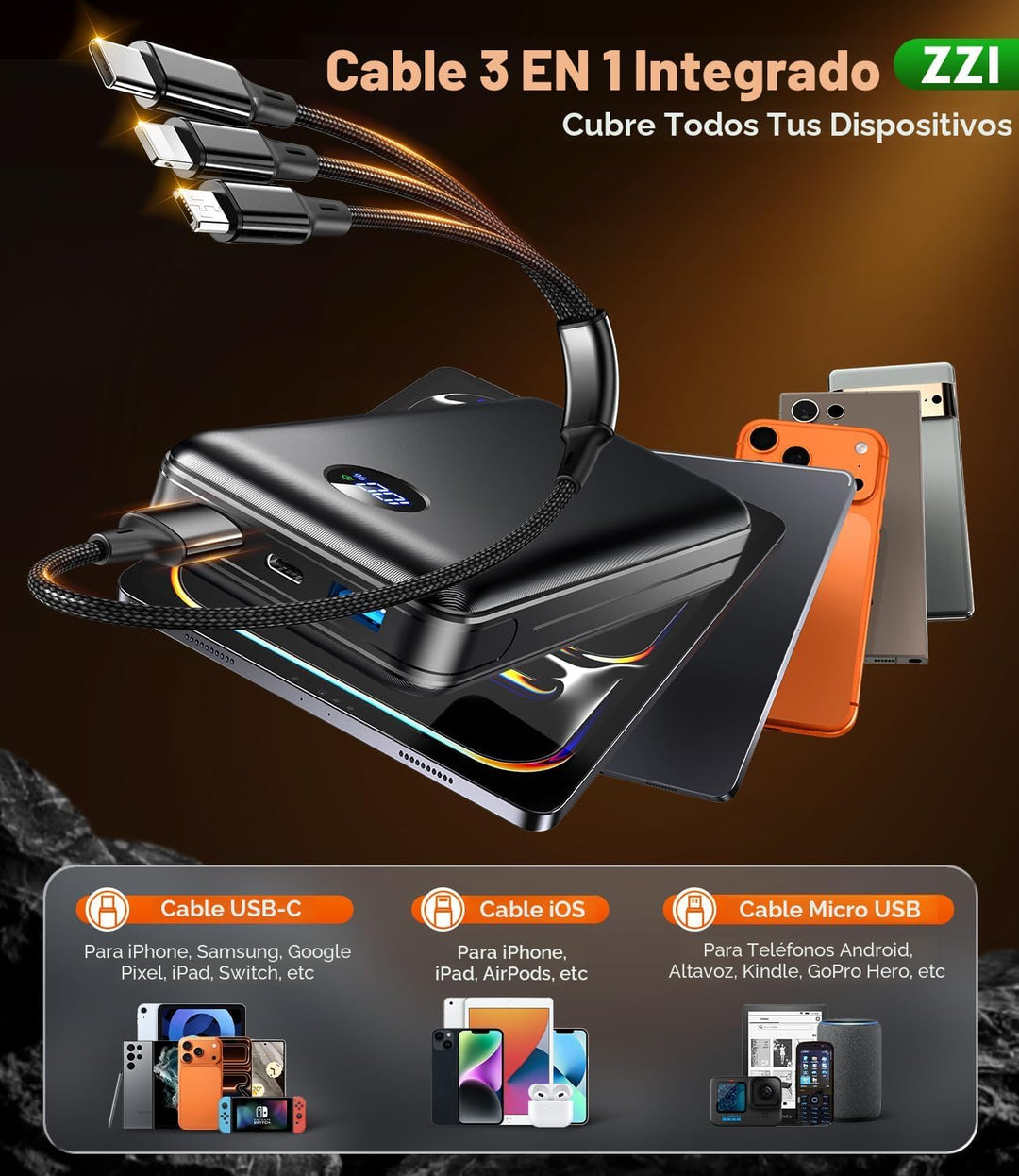 Cargador Portátil Banco de Energía, Paquete de Batería de 60000mAh...