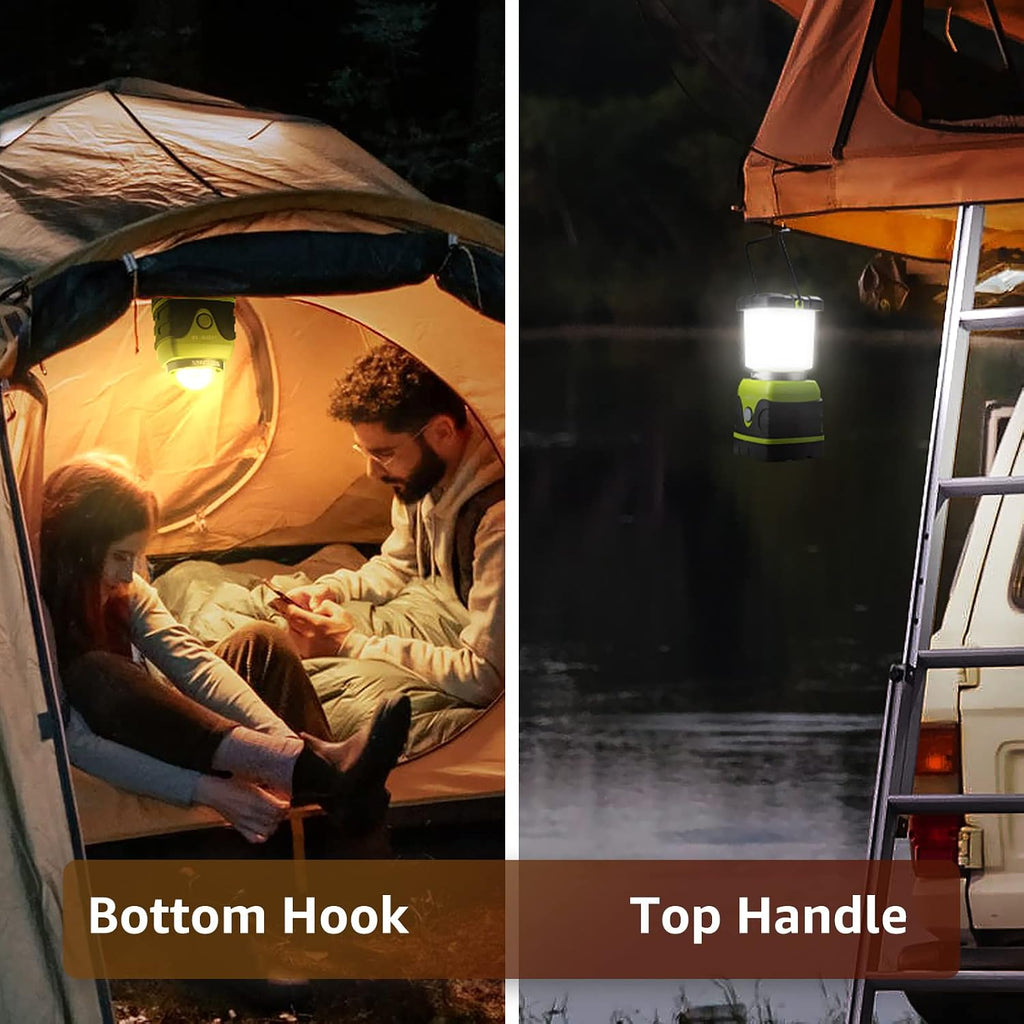 Lámpara LE Luz LED portátil de 1000 LM, atenuable, linterna para acampar de 4 modos, resistente al agua, lámpara que funciona a batería para el hogar, jardín, exteriores, senderismo, pesca, emergencias