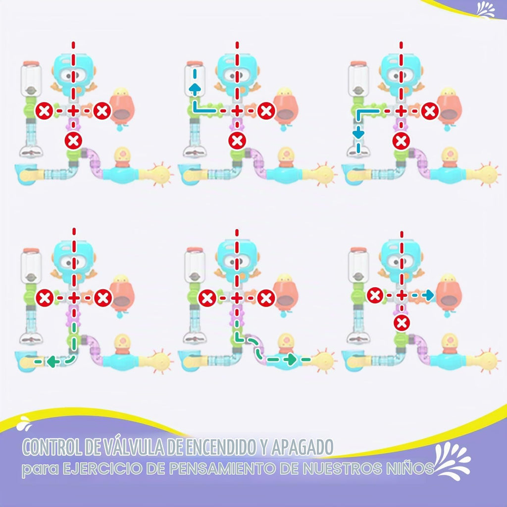 STEM - Juguetes de baño de construcción para niños de 3 a 8 años | Kit de montaje de tubería de agua DIY con ventosas | Juguetes educativos para bañera para niños a partir de 3 años |