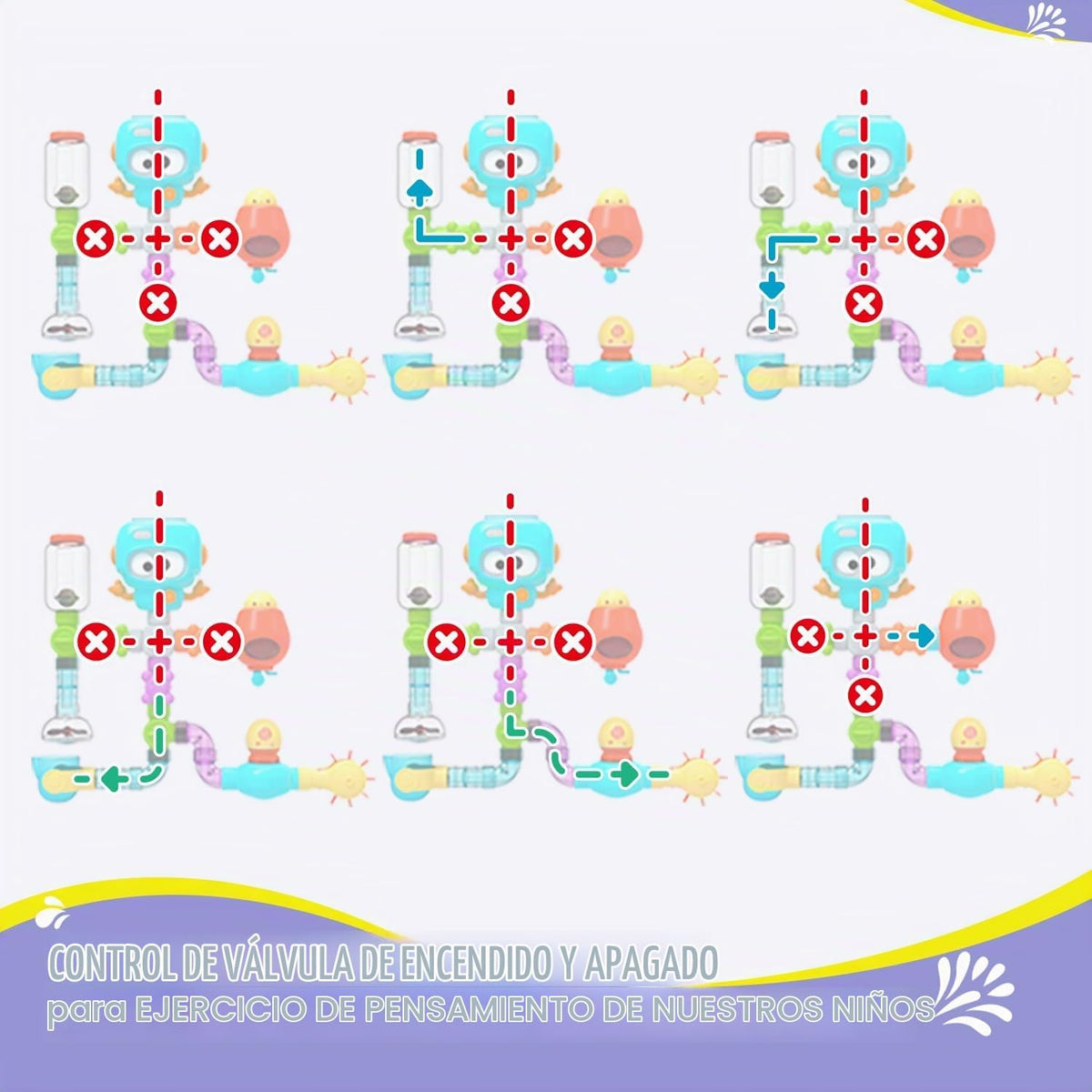STEM - Juguetes de baño de construcción para niños de 3 a 8 años | Kit de montaje de tubería de agua DIY con ventosas | Juguetes educativos para bañera para niños a partir de 3 años |
