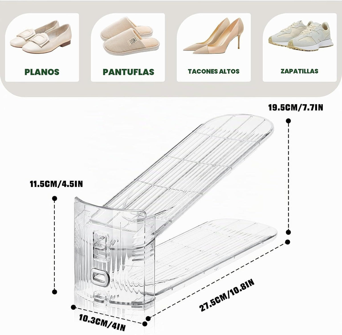 Organizador de Ranuras para Zapatos para Armario, Paquete de 16 Apilador de Zapatos Estante para Zapatos Organizador para Armario Ahorrador de Espacio Almacenamiento Soporte para Zapatos