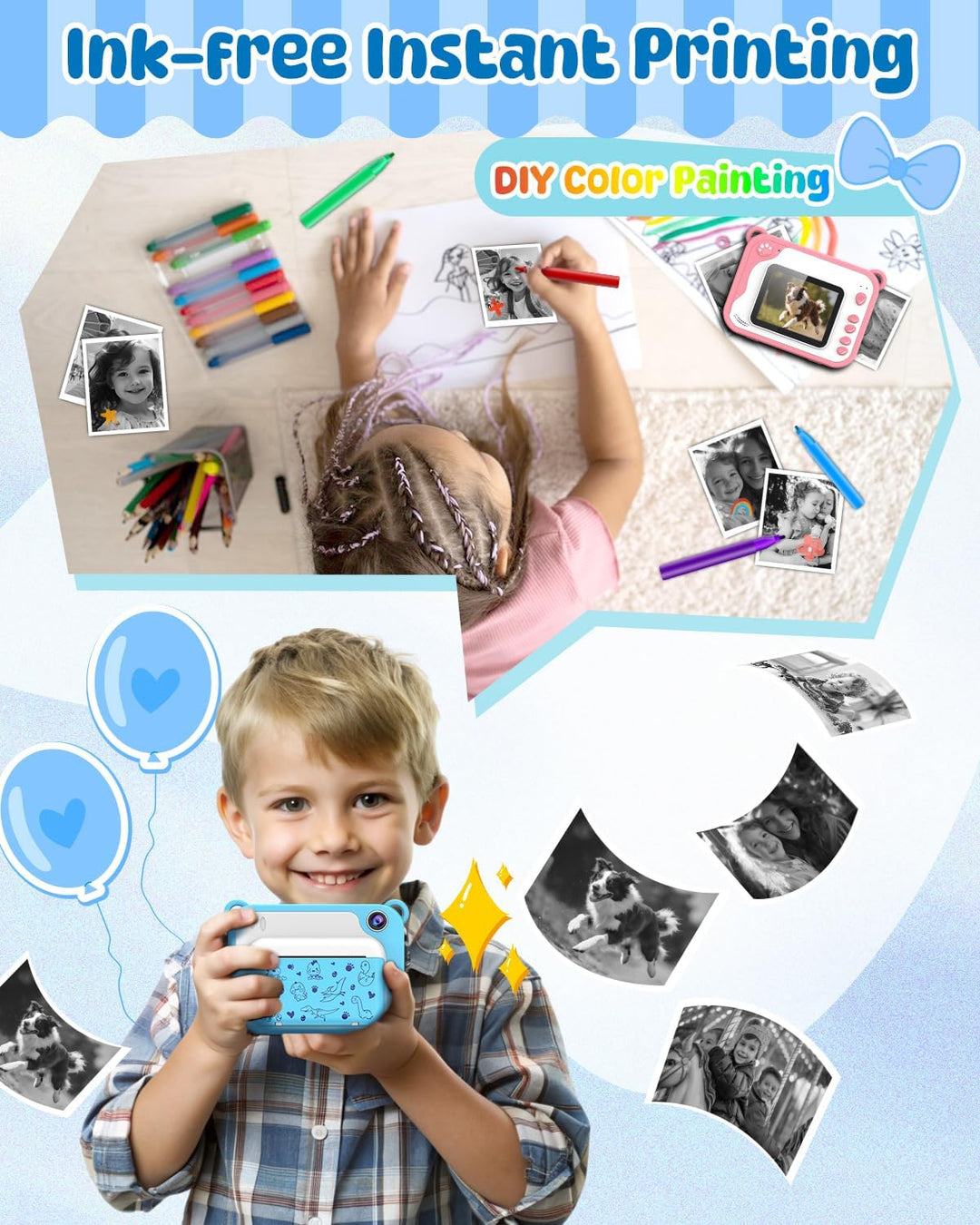 Cámara de impresión instantánea para niños, cámara de impresión ins...