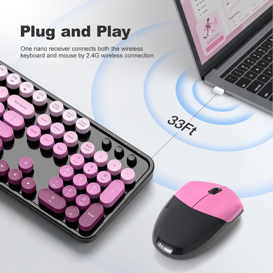 Meidosa Combo de teclado y mouse inalámbricos, 2.4 GHz degradado co...