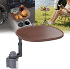 Mesa de bandeja para auto y escritorio para laptop – Trípode giratorio de 360° de altura ajustable, soporte de madera maciza para portátil y soporte para tazas, bandeja para volante para comedor, hogar, picnic al aire libre, senderismo y viajes (ovalado)