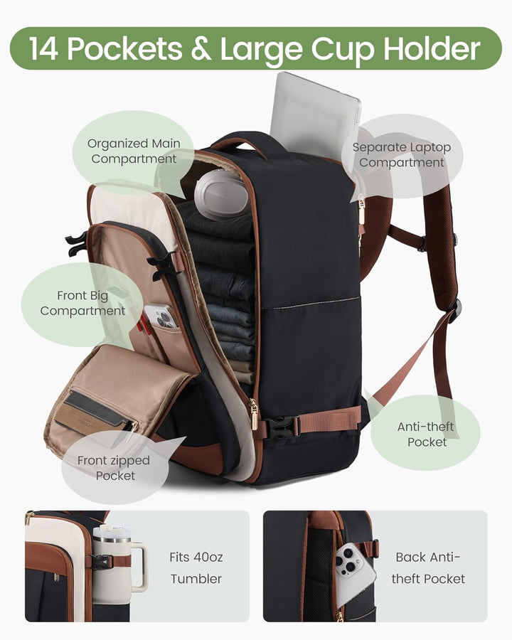 LOVEVOOK Mochila de viaje de 40 L para mujeres y hombres, mochila d...