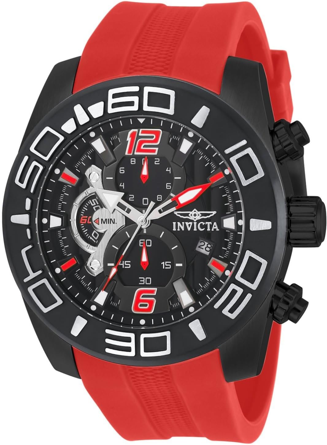 Invicta Reloj de cuarzo rojo con pantalla analógica 22810 Pro Diver para hombre