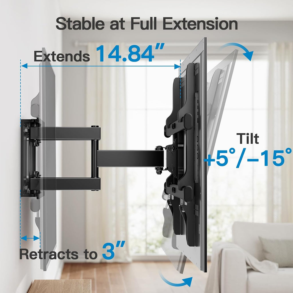 Pipishell Soporte de pared para TV de movimiento completo para la mayoría