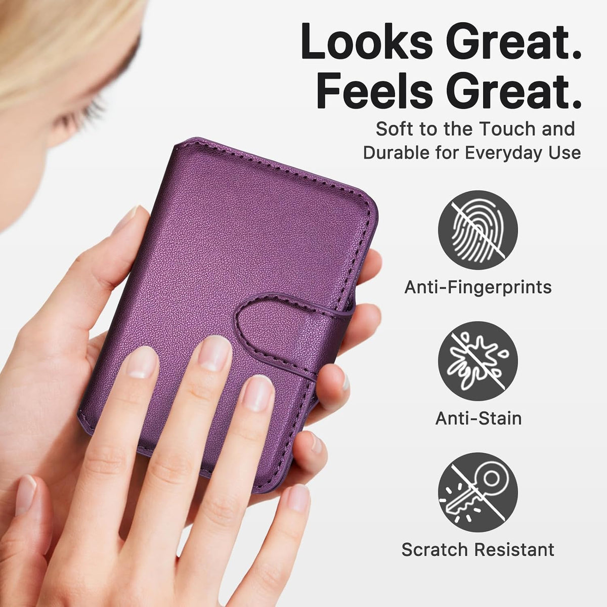 Cartera magnética para teléfono con bloqueo RFID, imán fuerte
