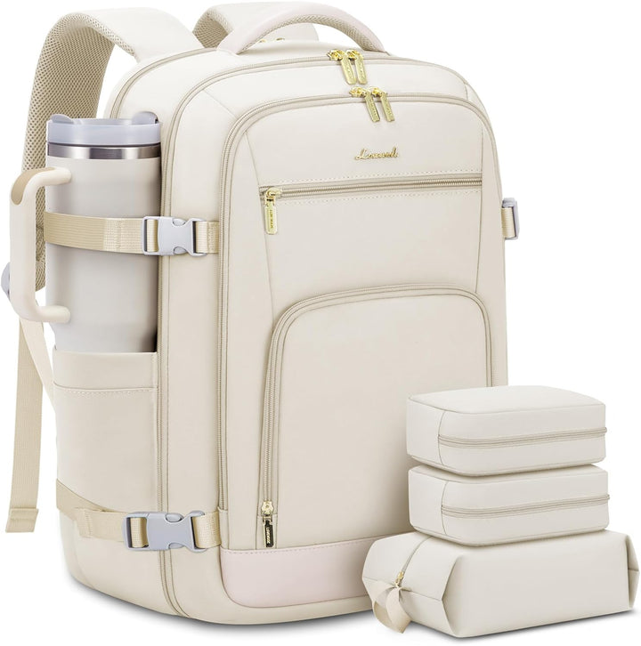 LOVEVOOK Mochila de viaje para mujer y hombre, Beige, Mochilas de v...