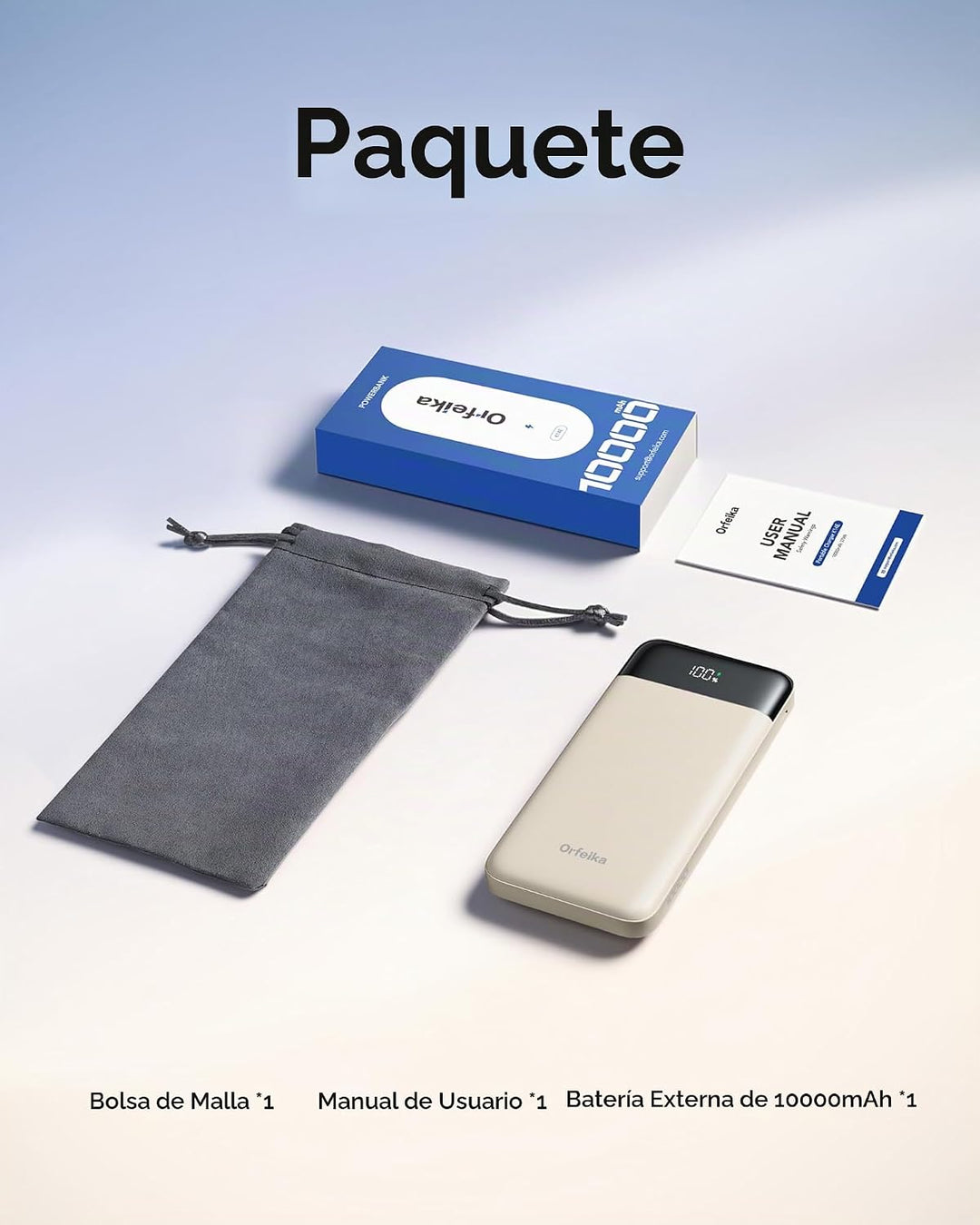 Orfeika Cargador portátil de carga rápida con 4 cables integrados |...