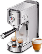 Gevi Máquina compacta de café expreso de 20 bar para el hogar, cafetera de