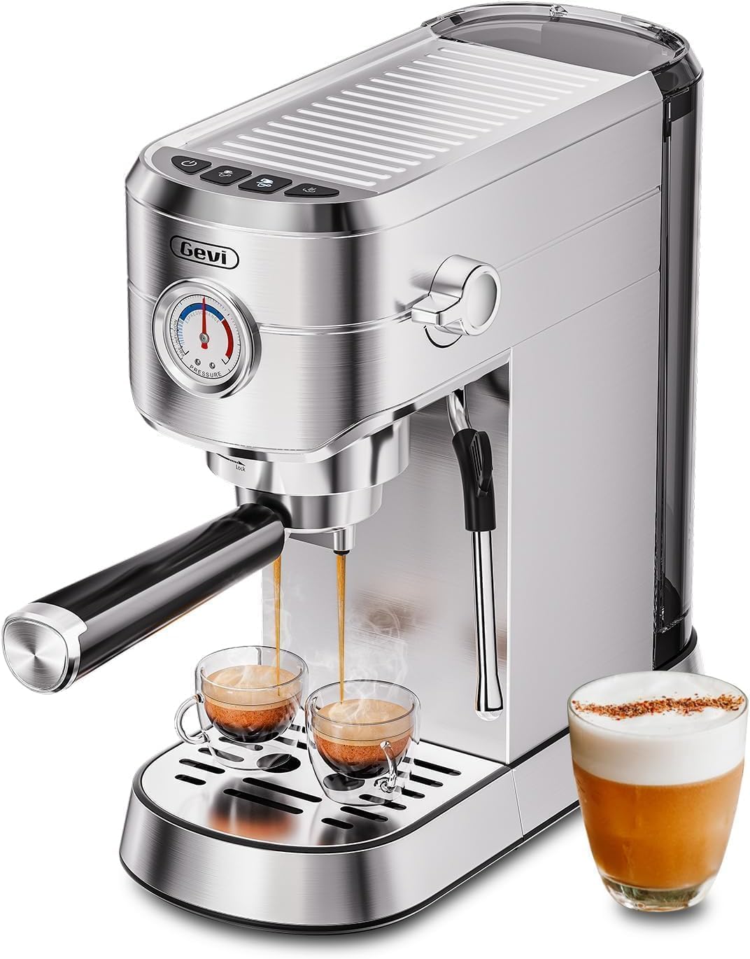 Gevi Máquina compacta de café expreso de 20 bar para el hogar, cafetera de