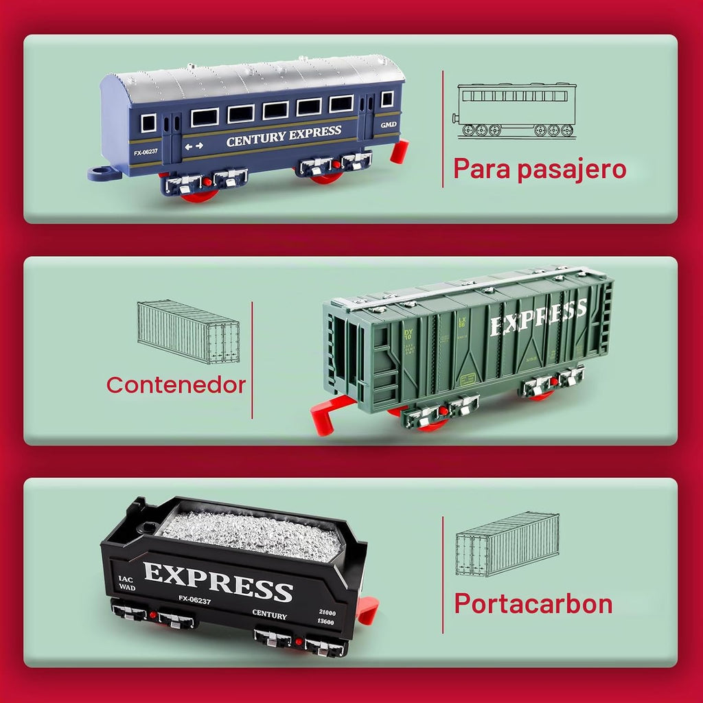 deAO Juego de tren eléctrico con luz para tren de tren infantil