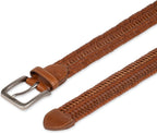 Tommy Bahama Cinturón de cuero trenzado para hombre, diseño elástic...