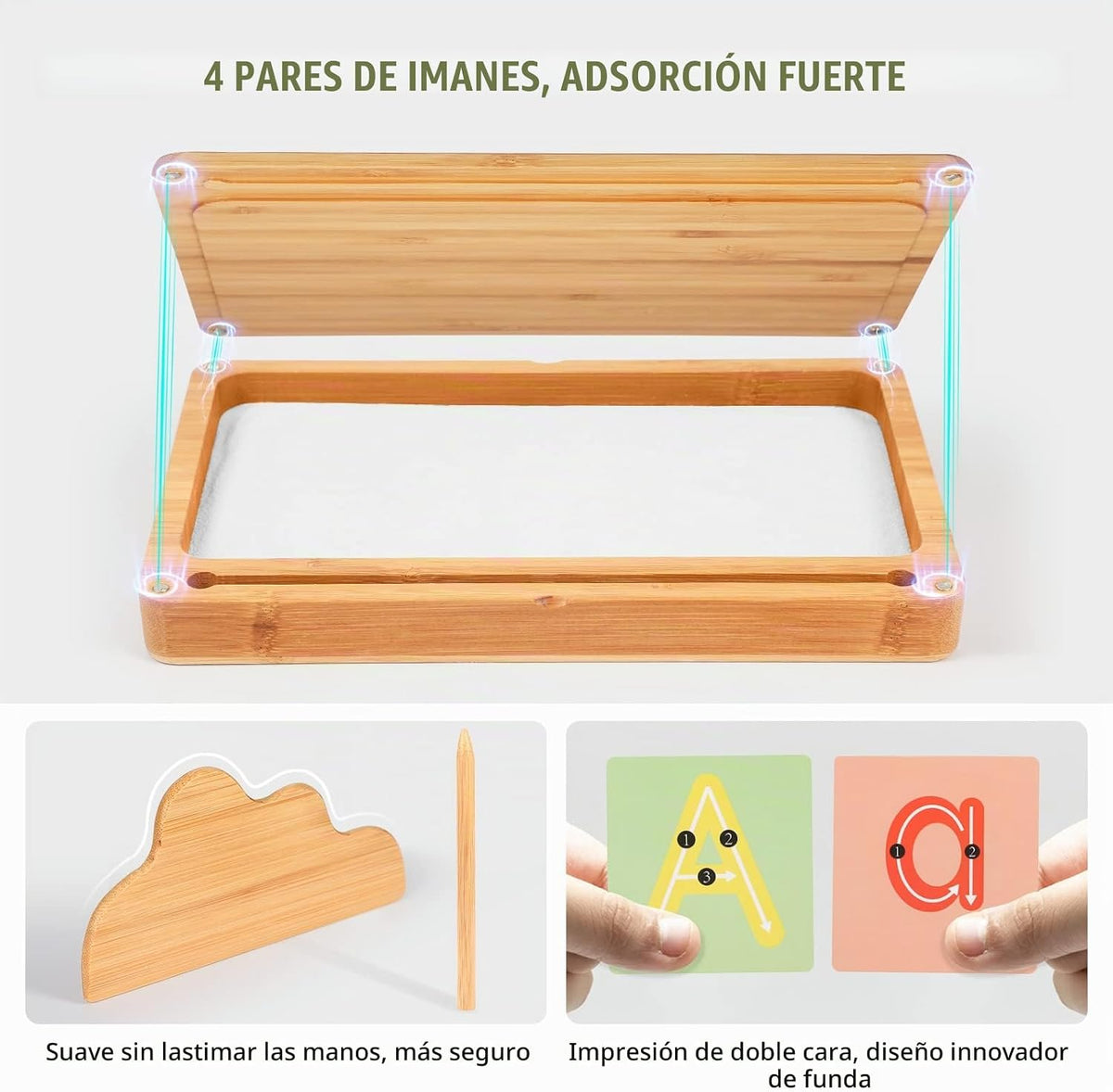 AtMini Bandeja de arena para el aula, bandeja de arena Montessori de madera con tapa para niños que escriben letras y números, imprescindible para el aula preescolar