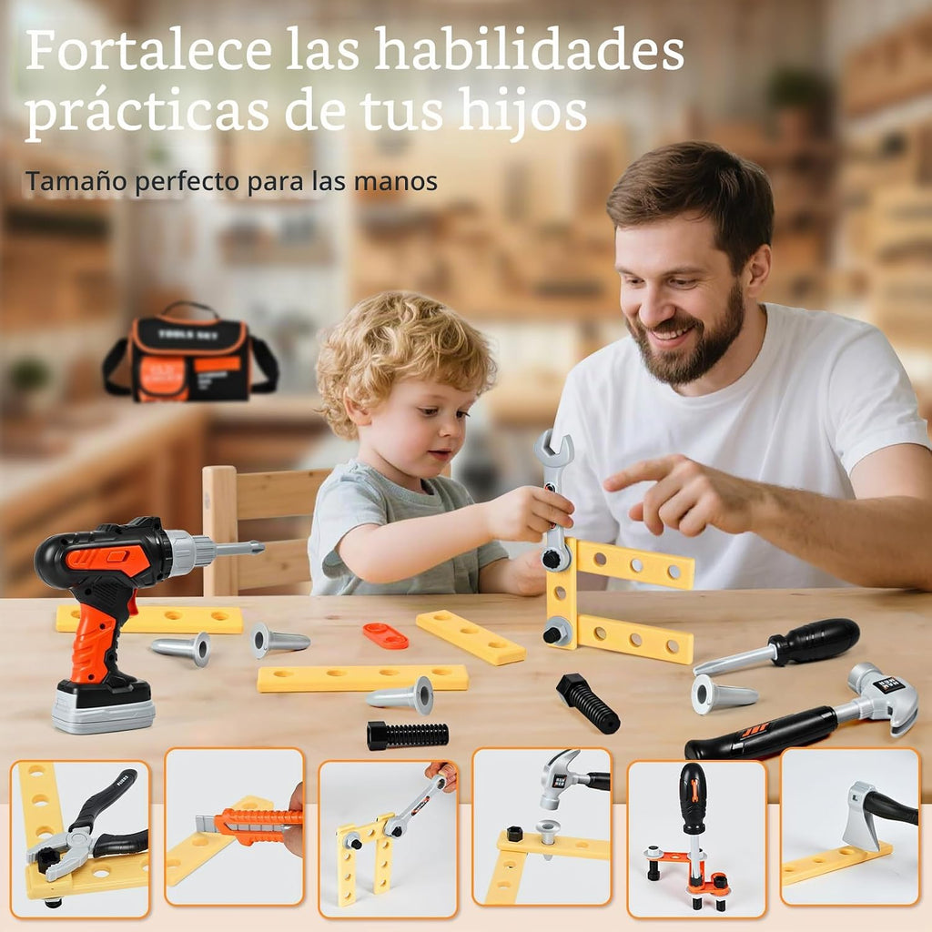Kids Tool Set con Bag, Toddler Tool Kit con Toy Drill para Ages 3-8