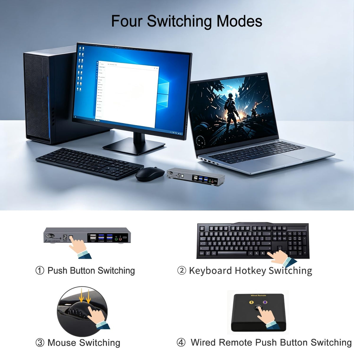 CKLau, hub USB 4 de 3 puertos, alimentado