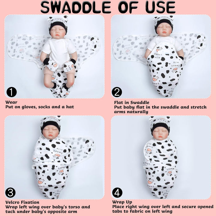 Ropa de muñeca Reborn con mochila de vaca, manta para envolver paña...