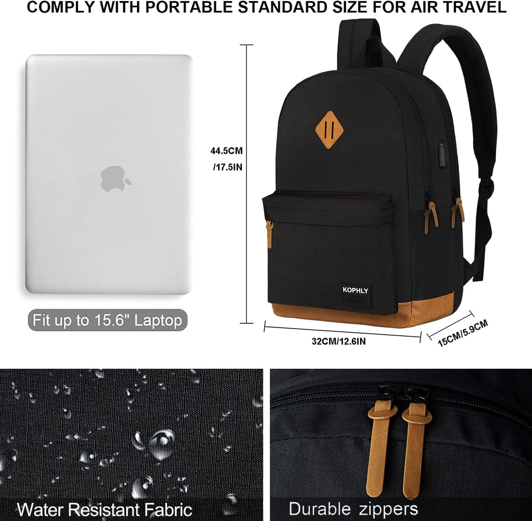 KOPHLY Mochila grande para portátil de mano para viajes, Set negro,...