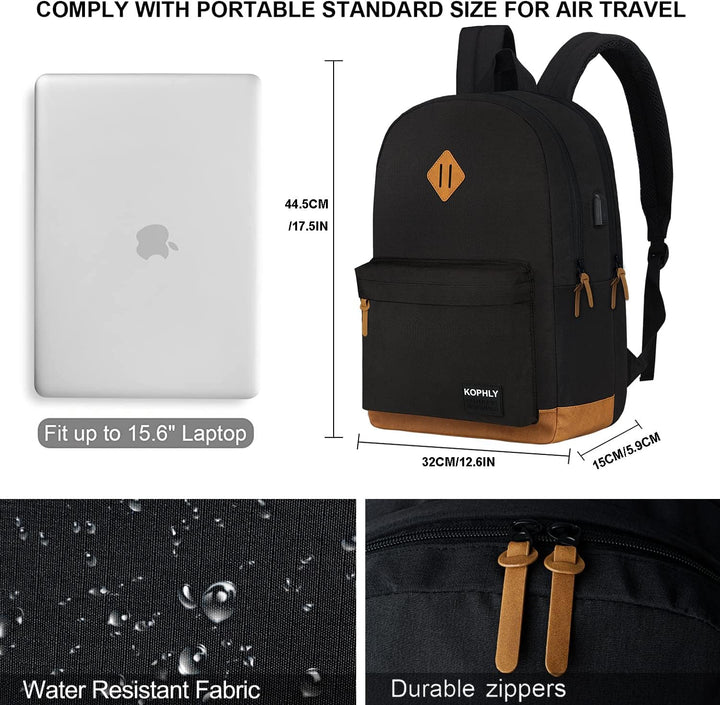 KOPHLY Mochila grande para portátil de mano para viajes, Set negro,...