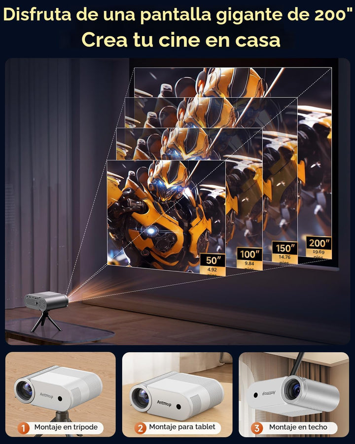Mini proyector con WiFi y Bluetooth, 400 ANSI mini proyectores port...