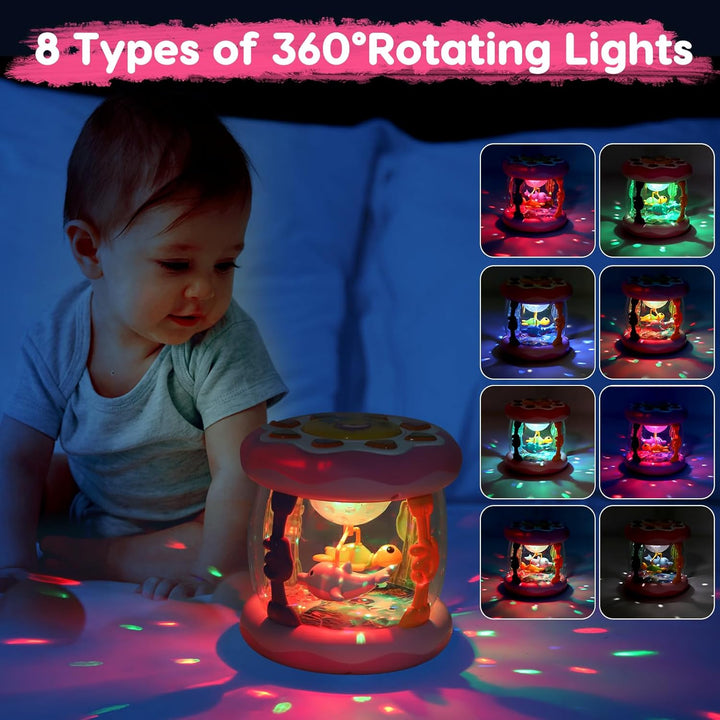Juguetes musicales con luz para bebés proyector de océano