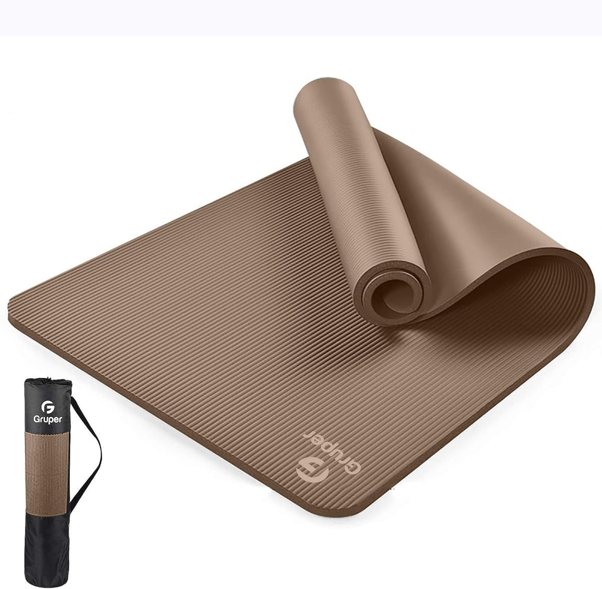 Gruper Esterilla de yoga antideslizante, 10/15mm de grosor NBR extra gruesa