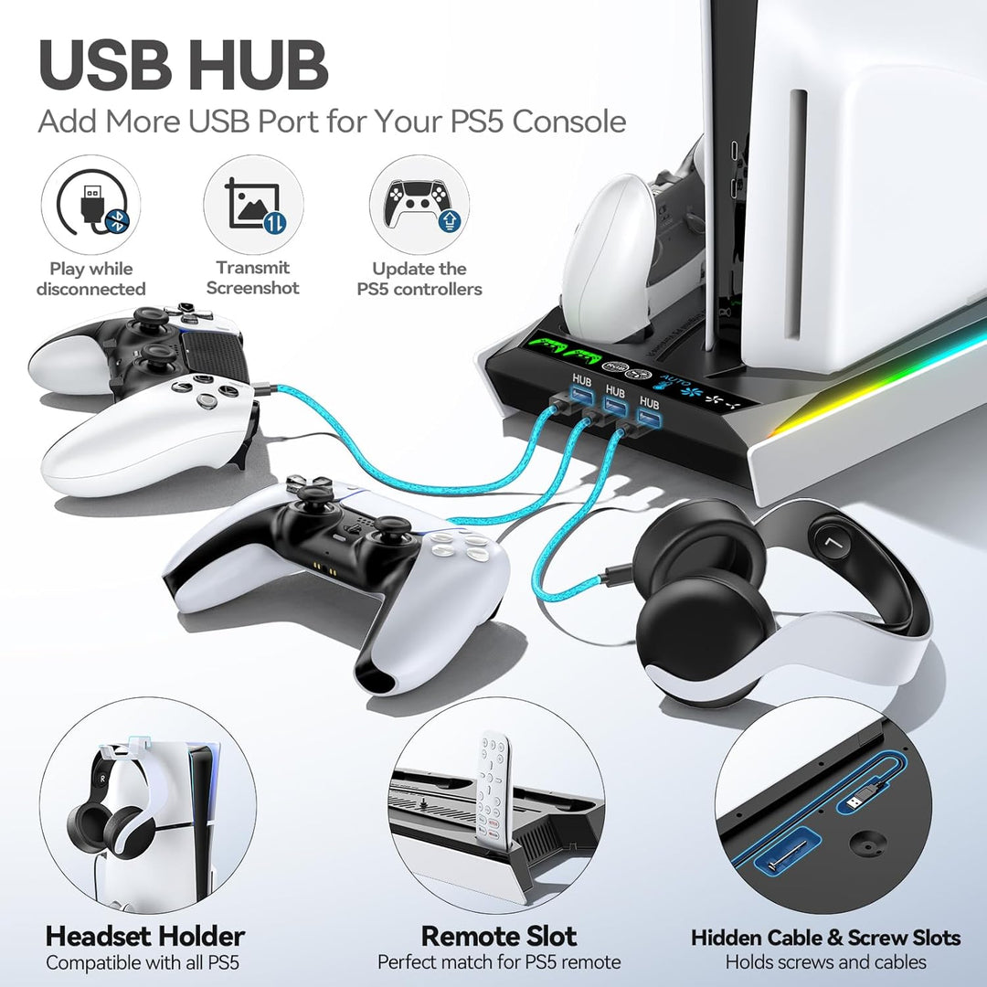 PS5\/Slim\/Pro Stand for Disc &amp; Digital Console, PS5 Cooling &a...