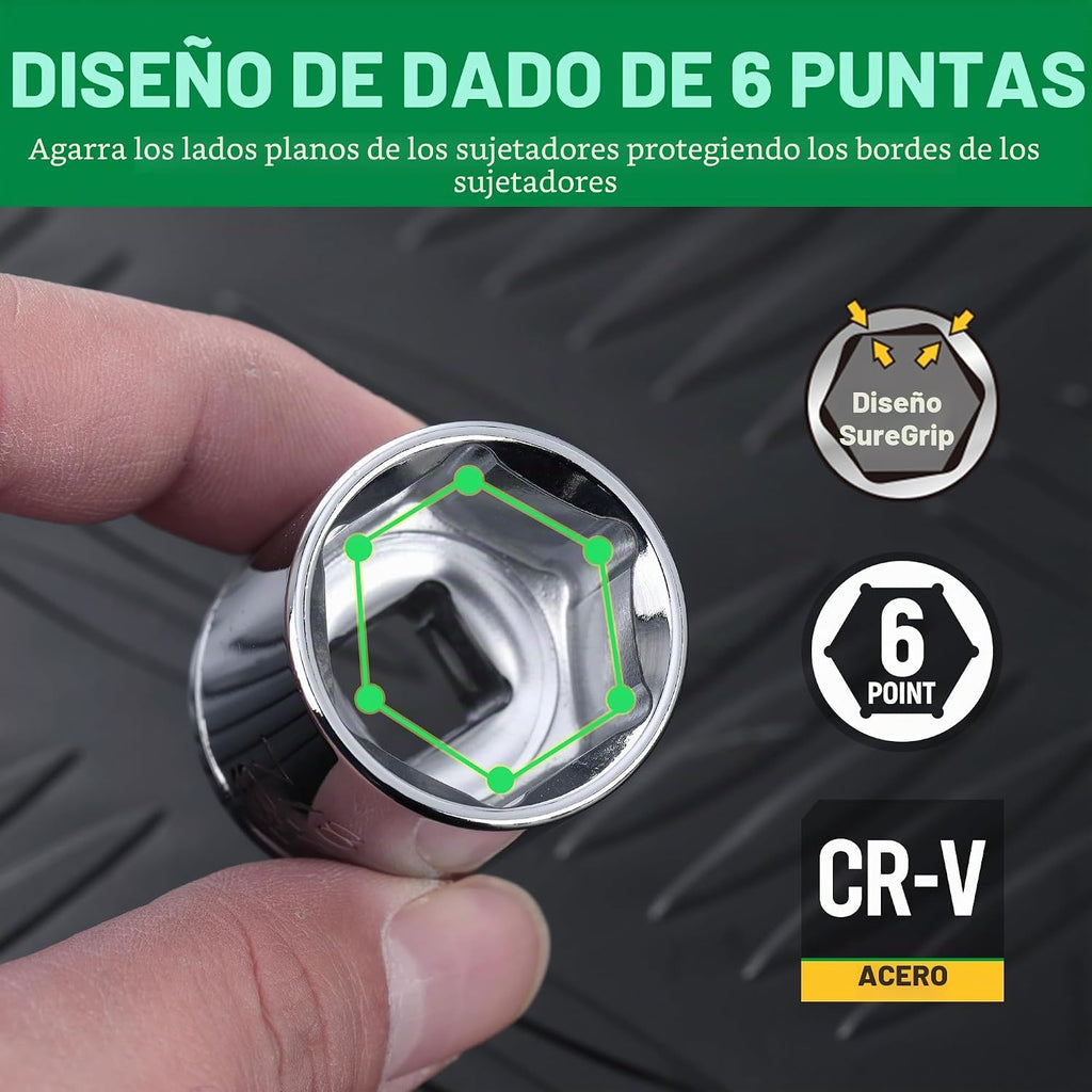 Juego de llaves de vaso SK de 3/8", enchufes SAE, 13 piezas, 1/4" a 1"