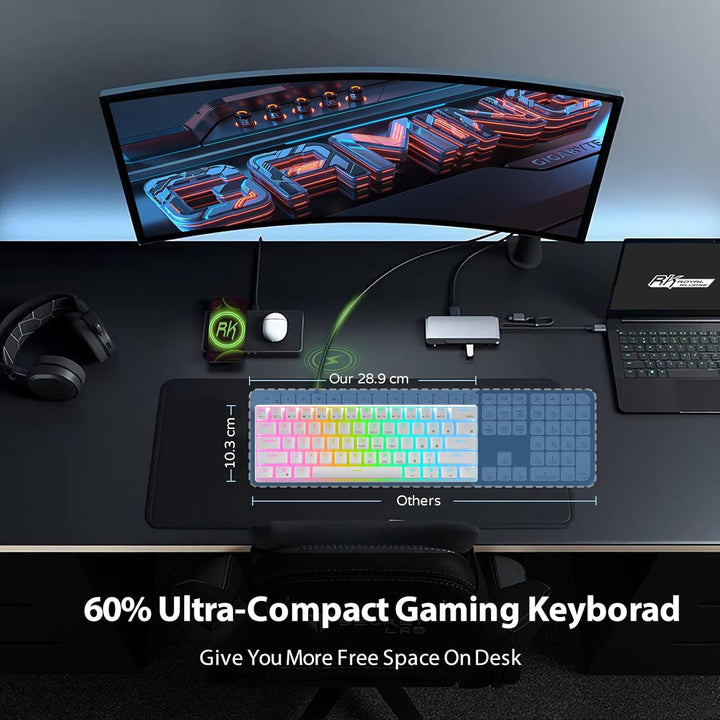 RK ROYAL KLUDGE RK61 Teclado mecánico para juegos alámbrico 60% pro...