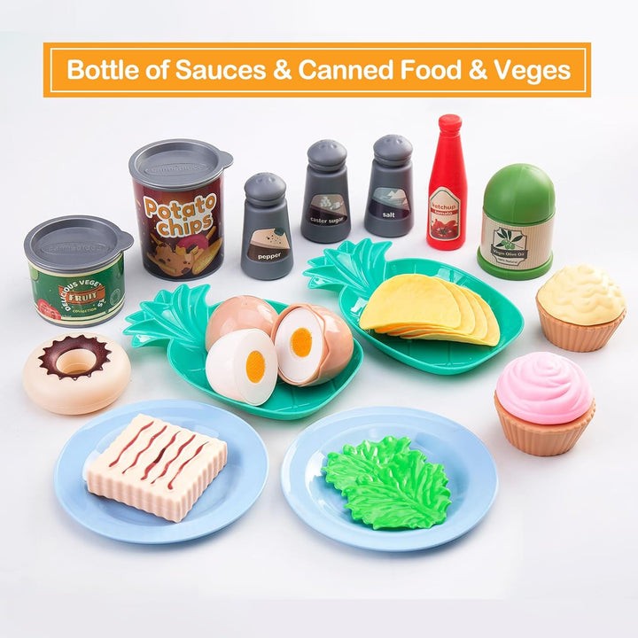 80 piezas de juego de cocina, juego de cocina de imitación para niñ...