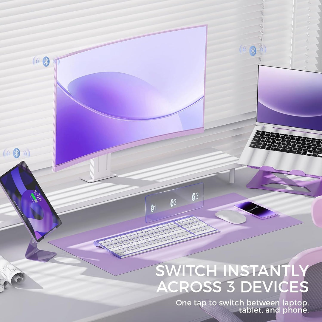 iClever Teclado Bluetooth BK10 Escritura silenciosa Multidispositiv...
