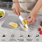 Katori Tablas de cortar de titanio para cocina, juego de tablas de cortar de titanio 100% puro, tabla de cortar de titanio de doble cara no tóxica, tablas de cortar de metal aptas para lavavajillas