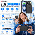 Alpatronix Funda de batería para iPhone 18 Pro Max, funda de carga inalámbrica delgada y portátil, funda de cargador extendida, carga rápida de 15 W, negro mate de alta capacidad