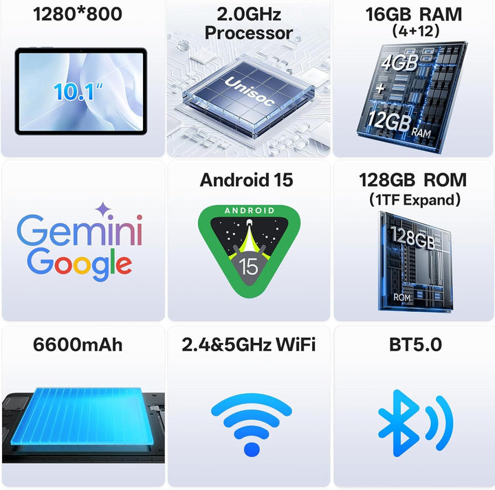 Frameflow Tablet de 10 pulgadas, tableta Android con procesador Oct...